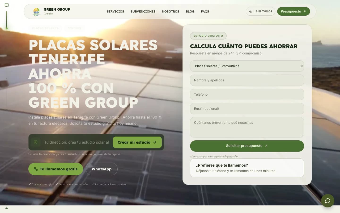 Echte landingspagina per eiland op greengroupcanarias.com