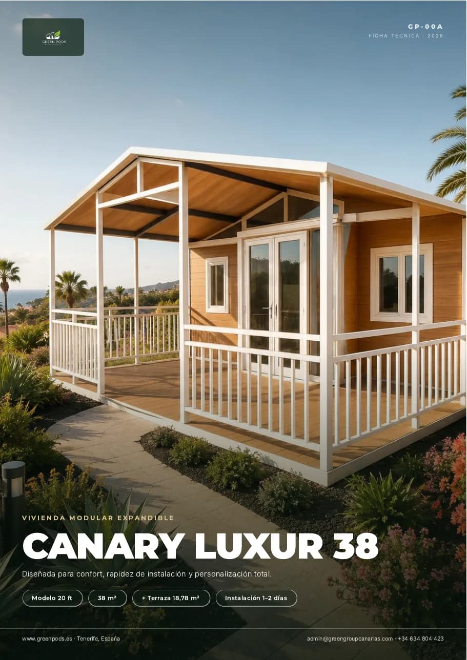 Portada del catálogo técnico del modelo Canary Luxur 38
