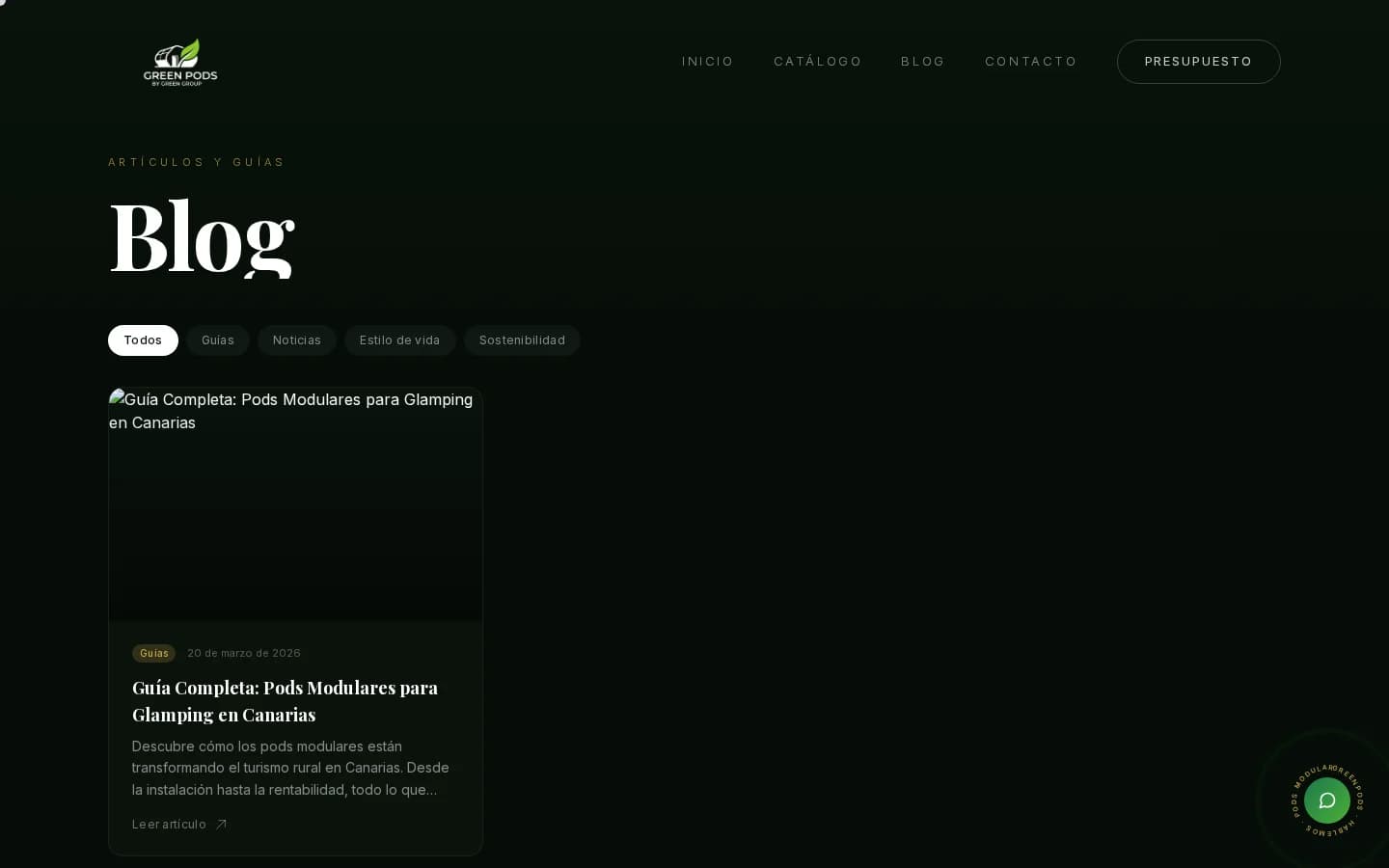 Blog de greenpods.es con guías sobre pods modulares