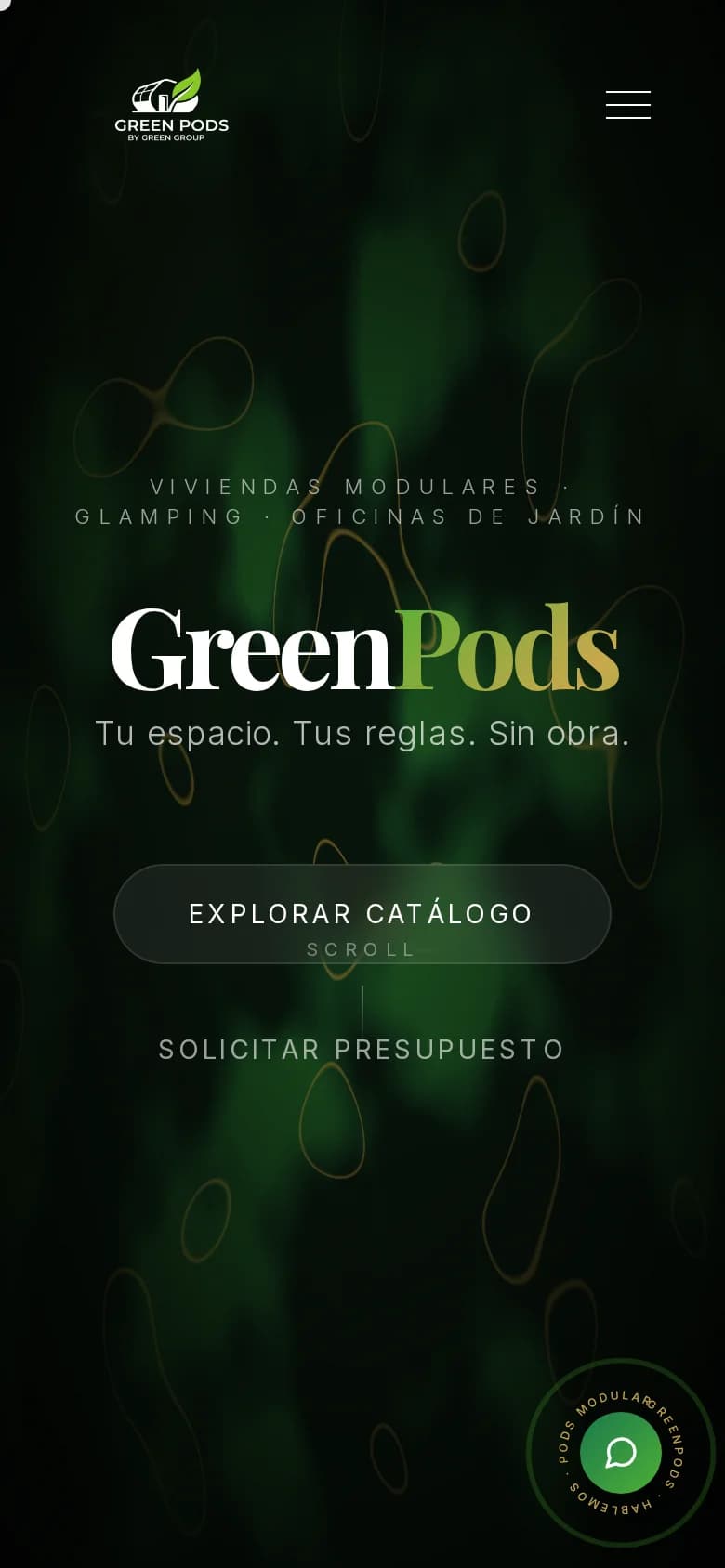 Portada de greenpods.es en un móvil