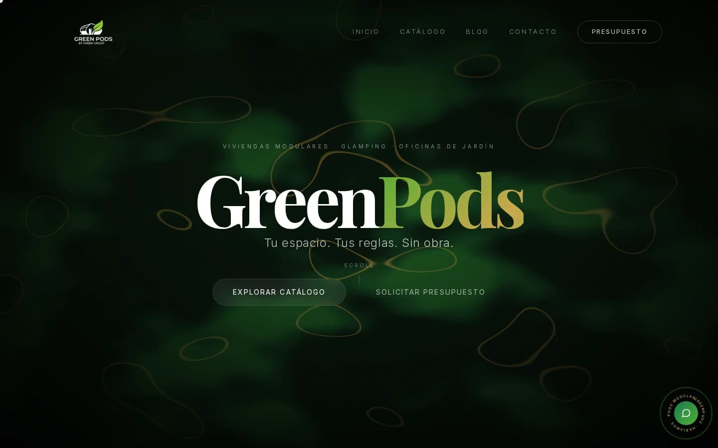Portada de greenpods.es en el ordenador
