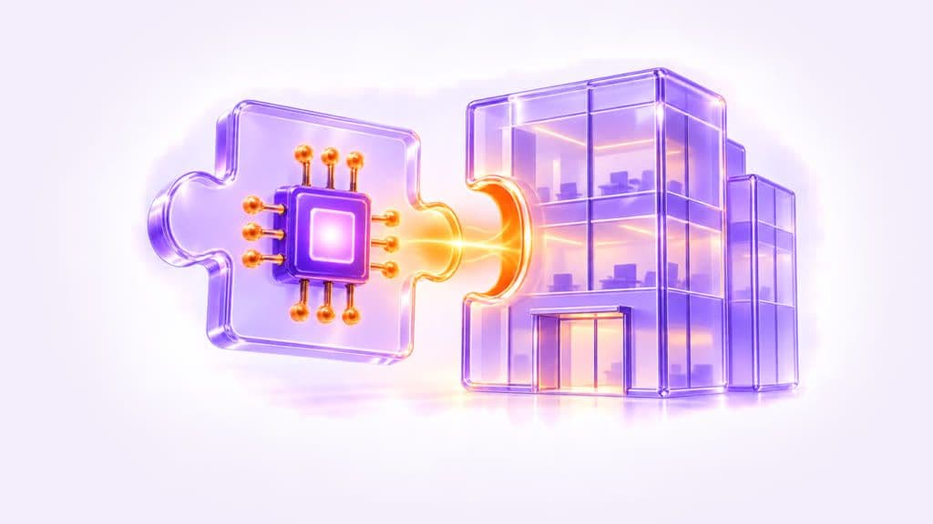 Illustratie: AI-chip die in een kantoorgebouw past